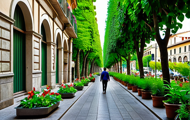 도시 생물다양성을 위한 정책 제안 - Urban Ecological Corridor**

A vibrant green corridor in a bustling Italian city street. Lush plants...